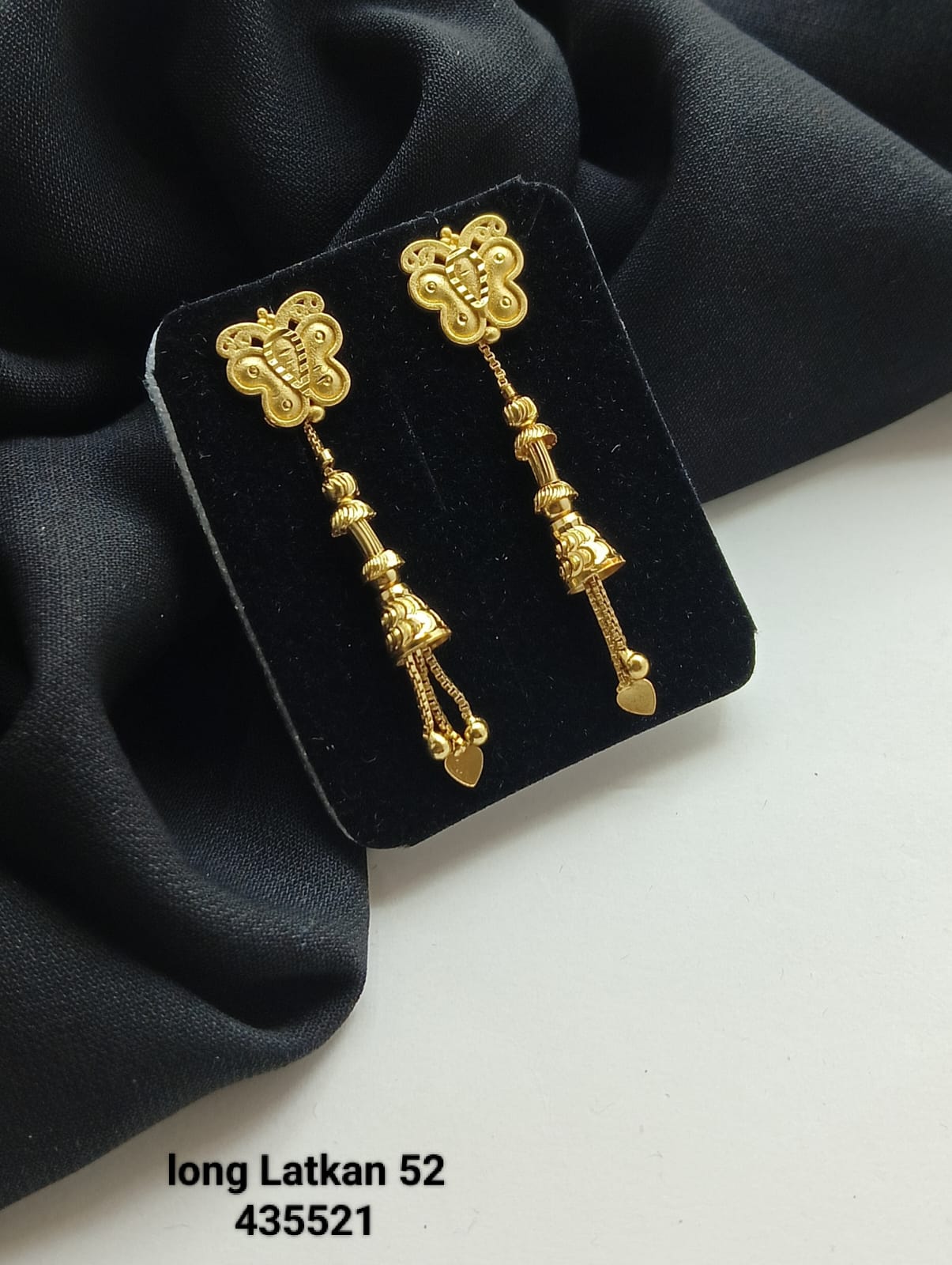Ela Long Latkan Drop Earrings