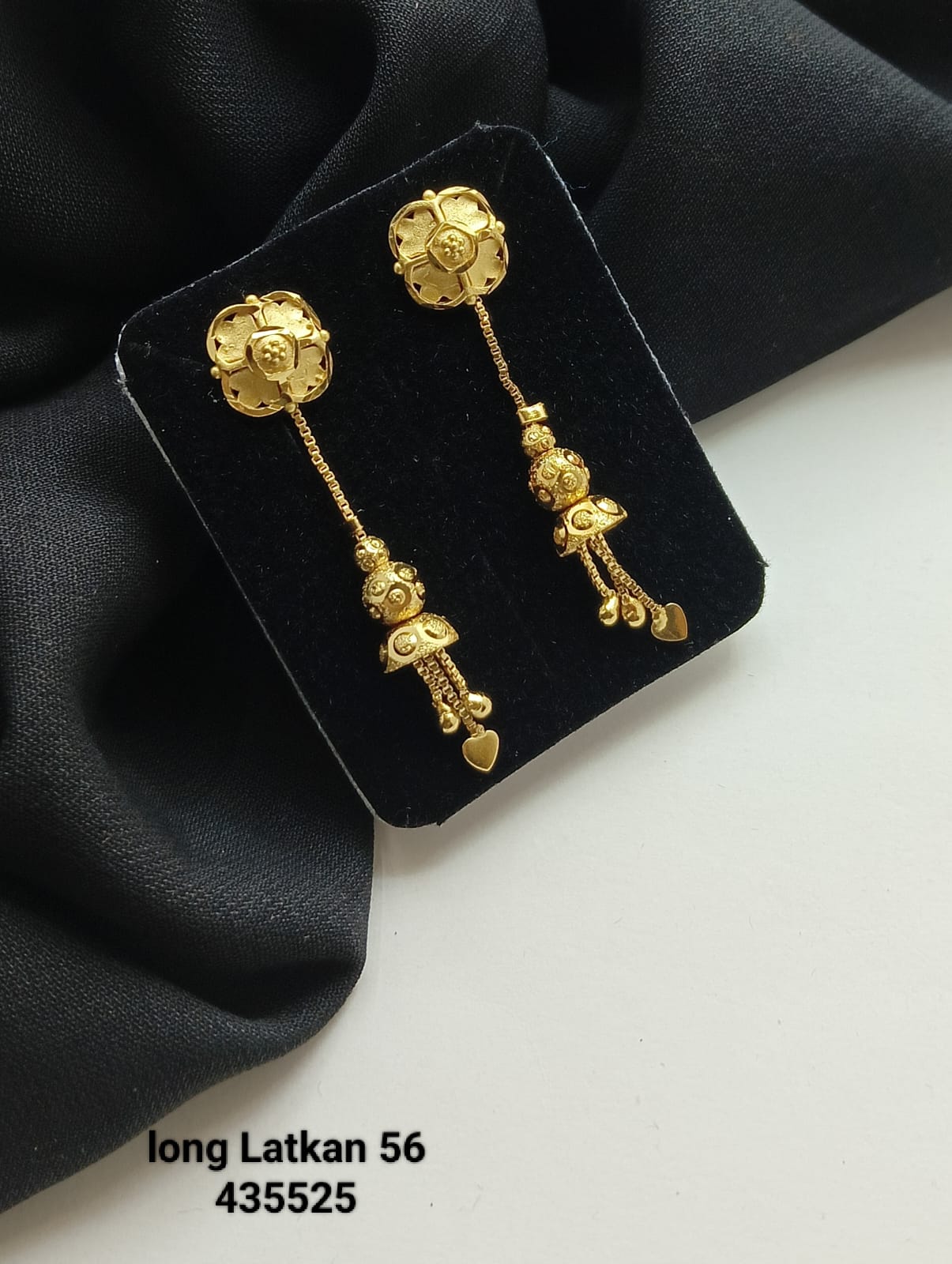 Nisha Long Latkan Drop Earrings